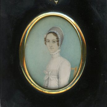 Charming naive miniature portrait of a lady seated