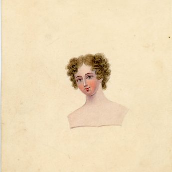 Watercolour portraits of a lady with 8 costume overlays, early 19th century