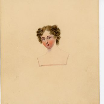 Watercolour portraits of a lady with 8 costume overlays, early 19th century