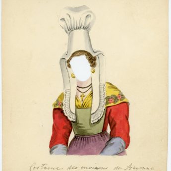 Watercolour portraits of a lady with 8 costume overlays, early 19th century