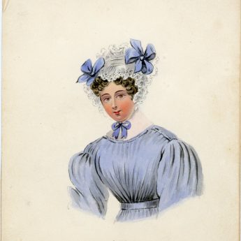 Watercolour portraits of a lady with 8 costume overlays, early 19th century