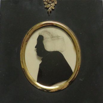 Silhouette of a gentleman reverse painted on glass by William Hamlet the Elder