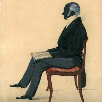 Painted silhouette of a gentleman, dated 1845