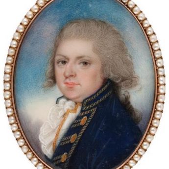 Georgian portrait miniature of a gentleman; gold frame engraved reverse