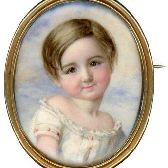 miniature portrait of a little boy painted by Annie Dixon with a later photograph of the sitter on the reverse