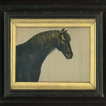 Cut and gilded silhouette of Toby, a bay horse cut by Mr Sharp in 1847