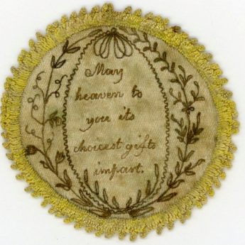 A very personal embroidered love token to be tucked into a pocket watch