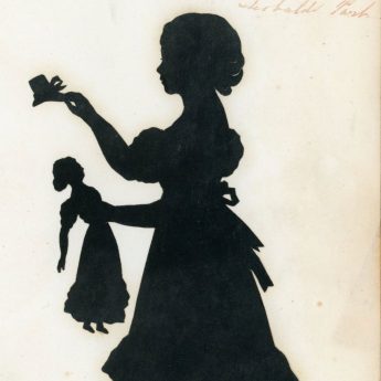 Silhouette of Marianne and Emma Meux cut by Augustin Edouart, dated 1828