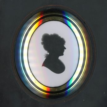 Silhouette of a lady painted on plaster by John Miers