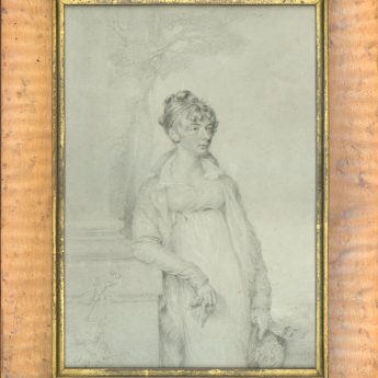 Fine pencil portrait of a Regency lady signed and dated 1805