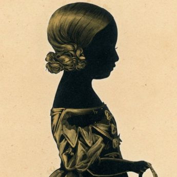 A charming cut and bronzed silhouette of young sisters by Frederick Frith, dated 1839