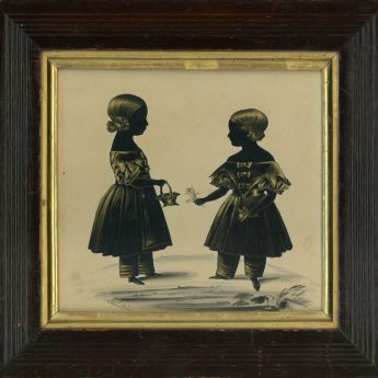 A charming cut and bronzed silhouette of young sisters by Frederick Frith, dated 1839