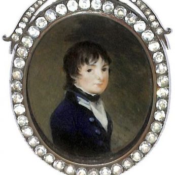 Miniature portrait of a young midshipman, Captain Henry John Peachey painted by Mary Byrne
