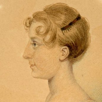 Watercolour profile of a young Regency lady