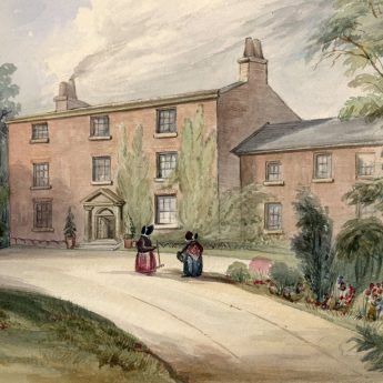 Watercolour painting of a Georgian house, signed and dated 1839