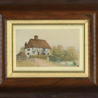 Victorian watercolour of Little Criol, a half-timbered house