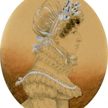 Miniature watercolour profile of a lady painted by James H. Gillespie