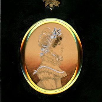 Miniature watercolour profile of a lady painted by James H. Gillespie