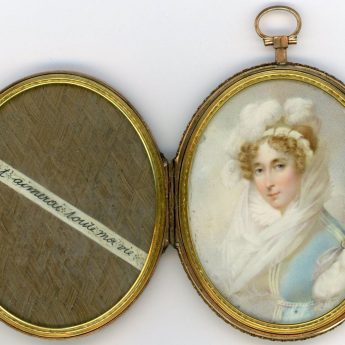 Romantic French miniature portrait of a lady