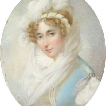 Romantic French miniature portrait of a lady