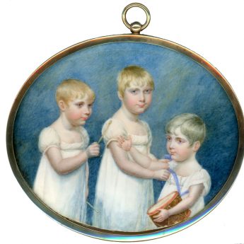 Regency miniature portrait of three little boys