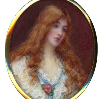 Miniature portrait of a red-haired beauty painted by Edith Margaret Cannon