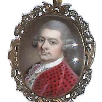 Miniature portrait of a gentleman in a red coat attributed to James Scouler