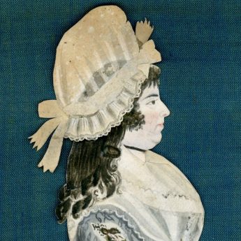 Watercolour and cut paper profile of a lady