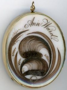 Hair work pendant in memory of Ann Ward