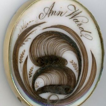 Hair work pendant in memory of Ann Ward