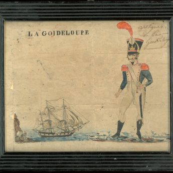 French watercolour of an infantryman on Guadeloupe