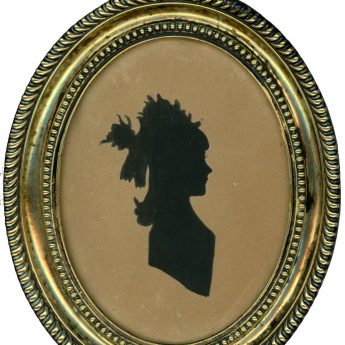 Painted silhouette of Jane Green as a child