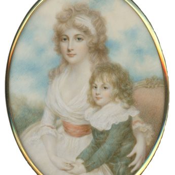 Miniature portrait of a young Georgian lady with her young son
