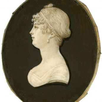 Cameo silhouette painted on ivory by Jacob Spornberg