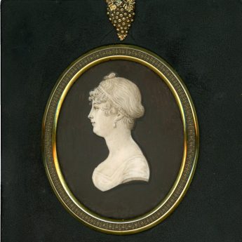 Cameo silhouette painted on ivory by Jacob Spornberg