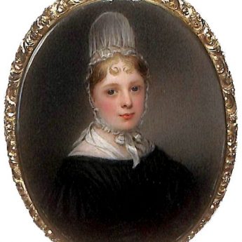Miniature portrait of a young Quaker lady by Frances Hargreaves