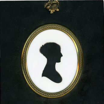 Silhouette of a lady painted on plaster by John Miers