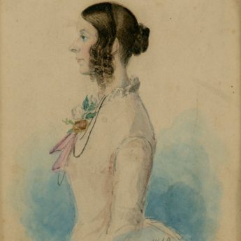 Watercolour profile of a lady by Howie, 1848