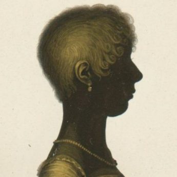 John Field gilded silhouette of a young lady with trade label reverse