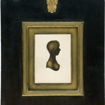 John Field gilded silhouette of a young lady with trade label reverse