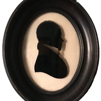 Silhouette reverse painted on glass by William Rought