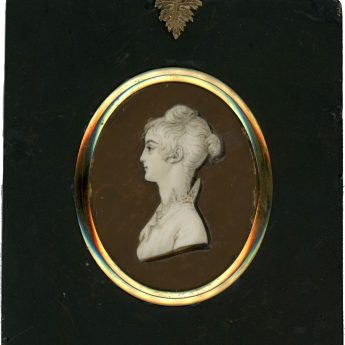 Painted profile of a young lady by Jacob Spornberg