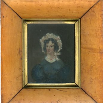 Small oil on canvas portrait of a lady circa 1825