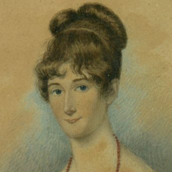 Pair of watercolour portraits of Regency ladies