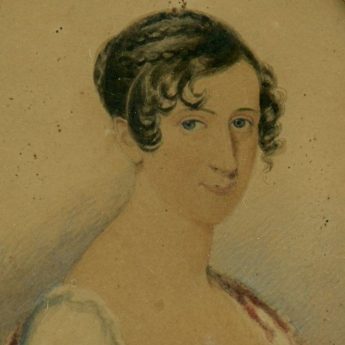 Pair of watercolour portraits of Regency ladies