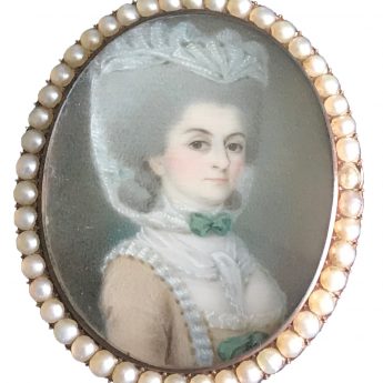 French School miniature portrait of a well-dressed lady