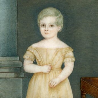 Miniature portrait of a little boy in a saffron dress