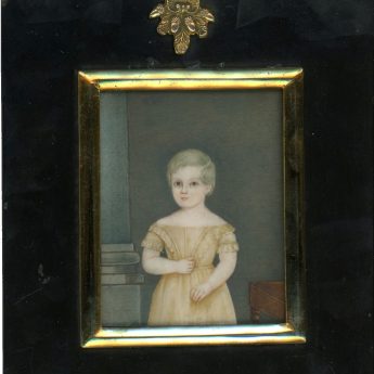 Miniature portrait of a little boy in a saffron dress