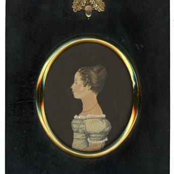 Watercolour cut profile of a young lady dated 1828