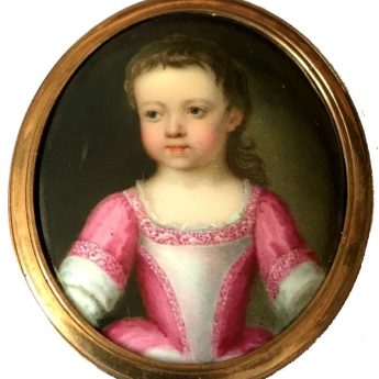 Miniature enamel portrait of a child by William Prewett